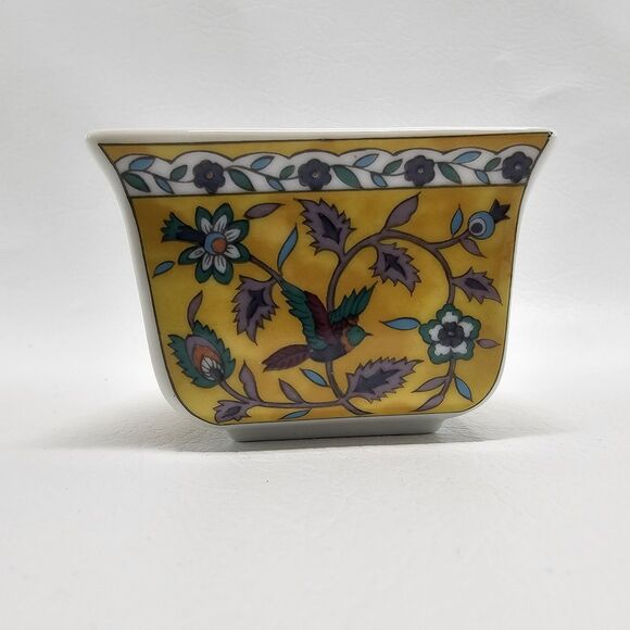 Vintage Silk Road Takahashi 2 Pc Ceramic Dish Set Floral Bird Hand Decorated - Picture 5 of 13